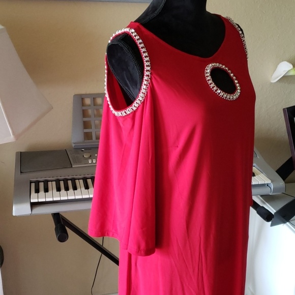 💥💖J.B.S georgeous red/rhinestones dress💐 - Picture 4 of 6